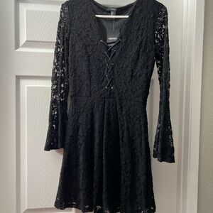 Forever 21 Black Lace Long Sleeve Dress